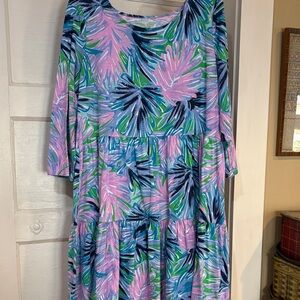 Lilly Pulitzer Geanna Colorful Leaf Print Dress XL